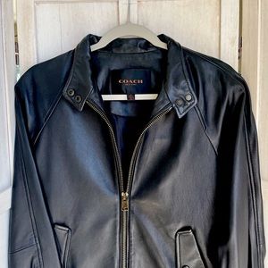 Coach 100% lamb leather black bomber motercycle jacket size medium like new